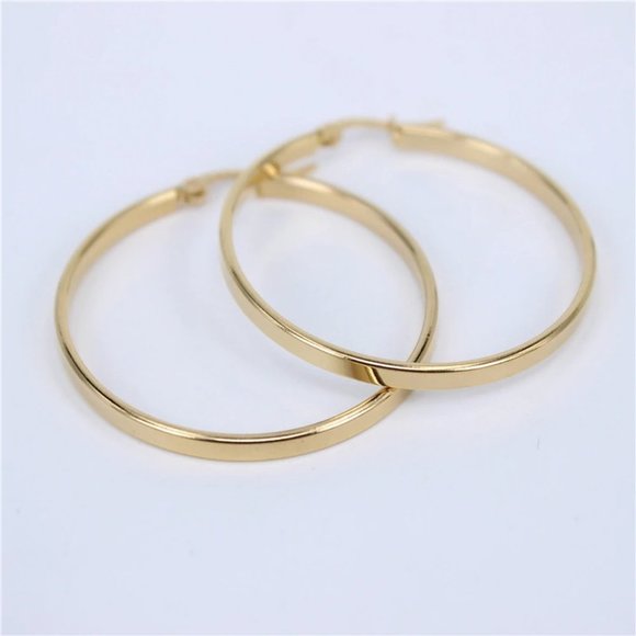 Jewelry - NEW 18K Yellow Gold 1.5'' Round Hoop Earrings 1